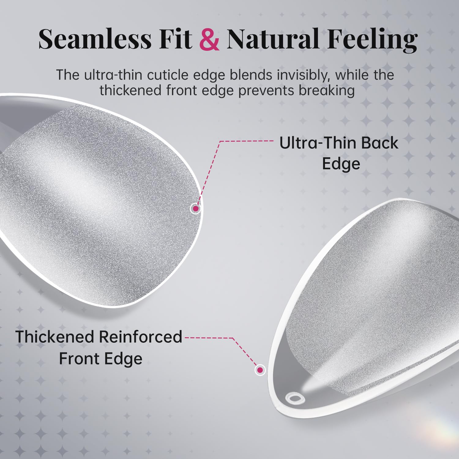 Krofaue Almond Nail Tips clear full-cover design for seamless overlays