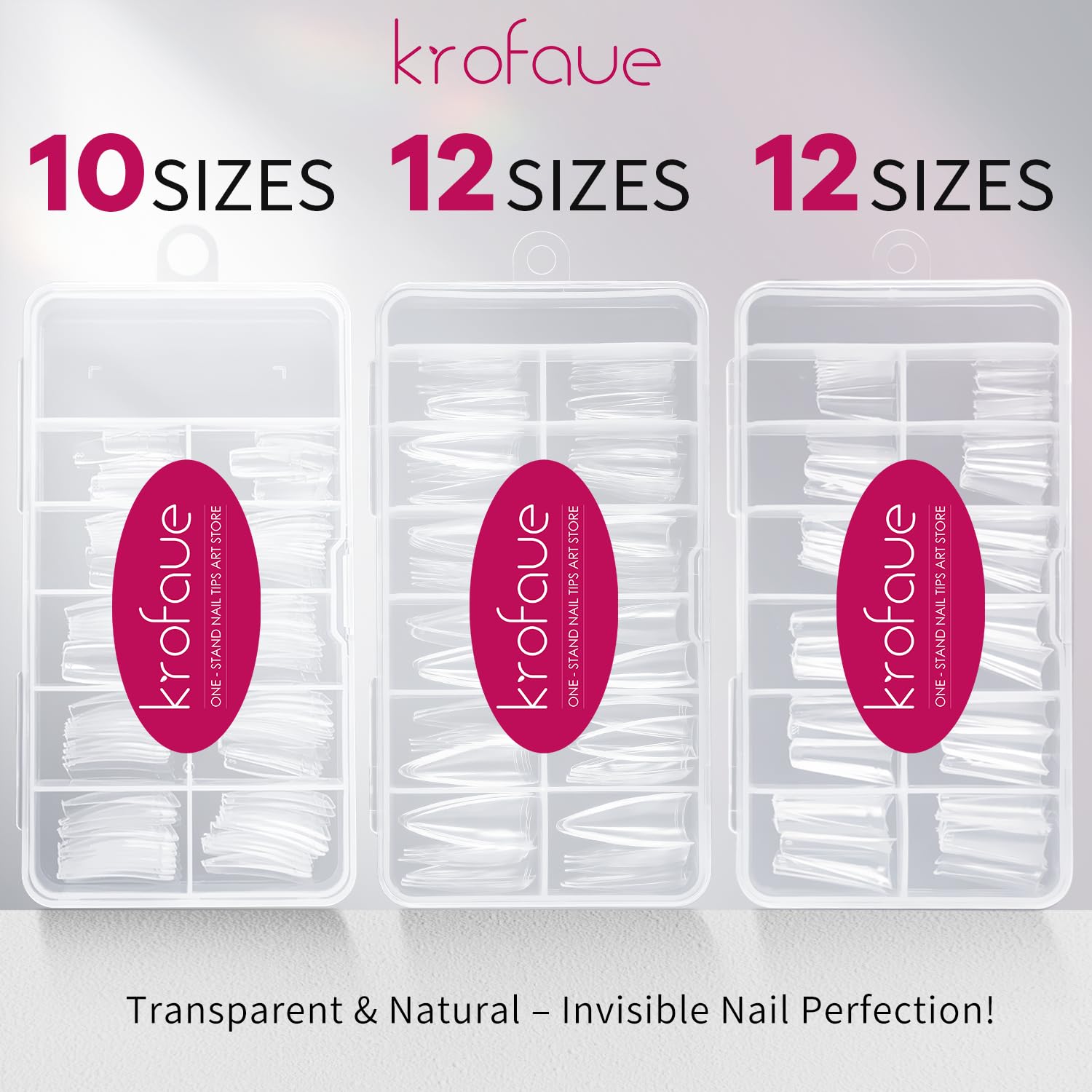 krofaue clear coffin nail tips for dramatic lengths