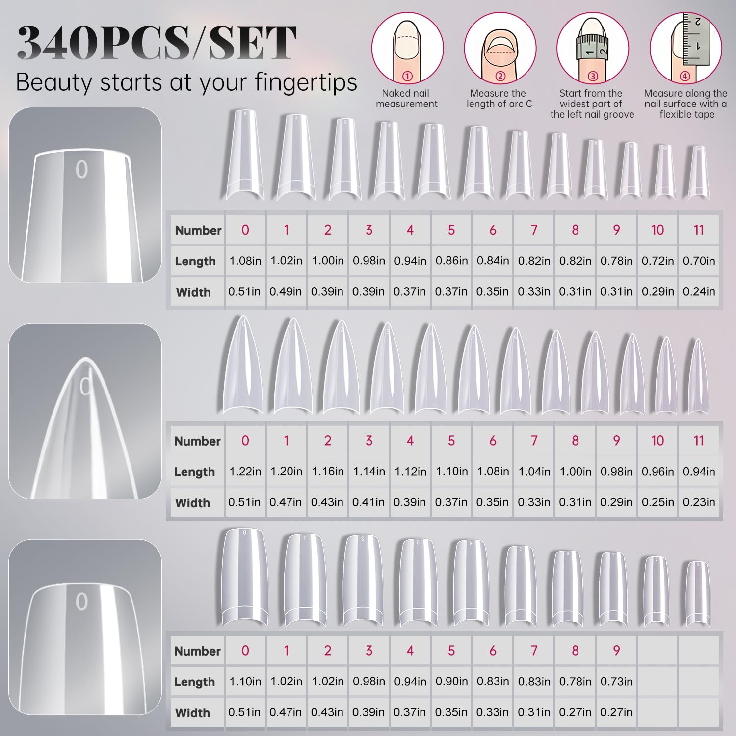 krofaue clear stiletto nail tips for bold designs