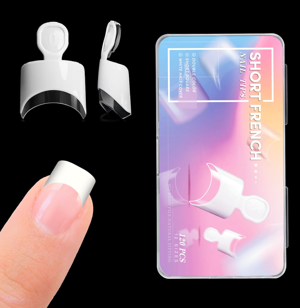 Krofaue French Nail Tips case keeps tips organized for easy DIY manicures.