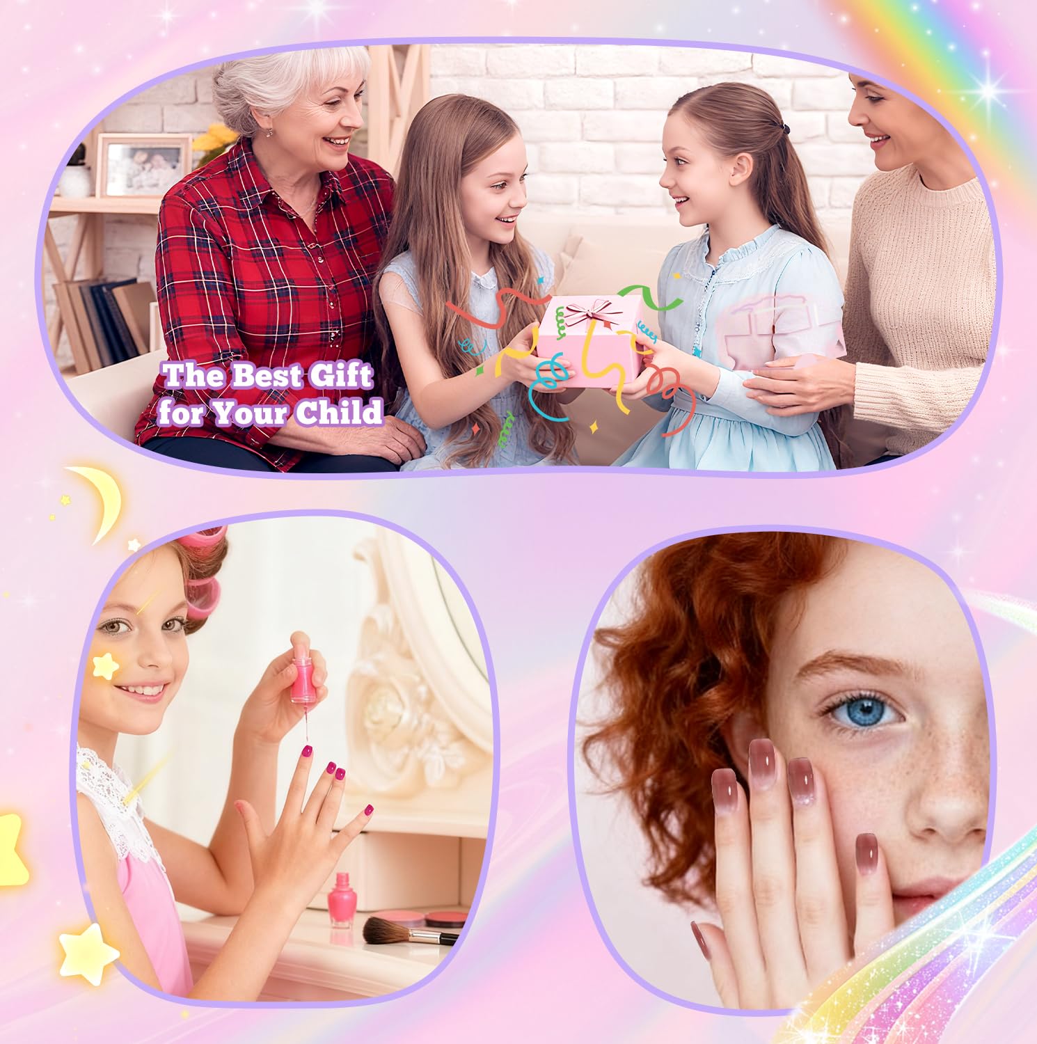 Krofaue full-cover kids nails help a clean, seamless look on small nails.
