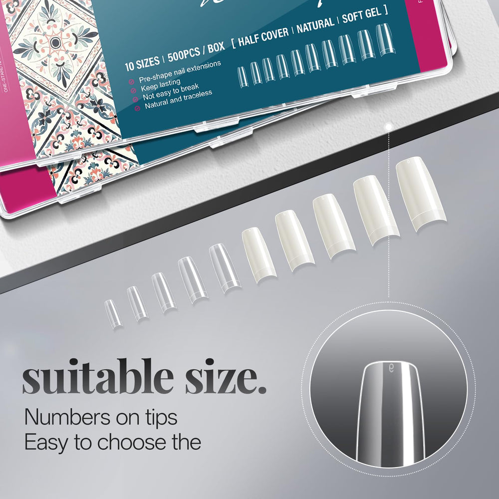 Krofaue half-cover coffin tips ideal for French tips.