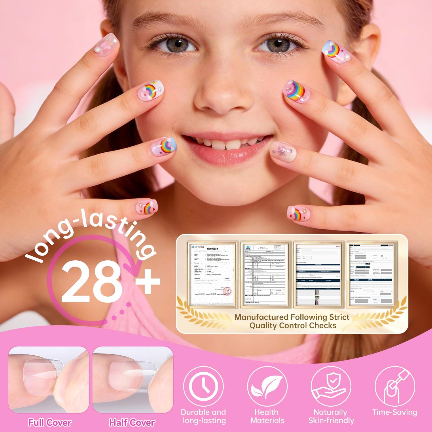 Krofaue press-on nails for kids enable quick DIY nail art sessions.