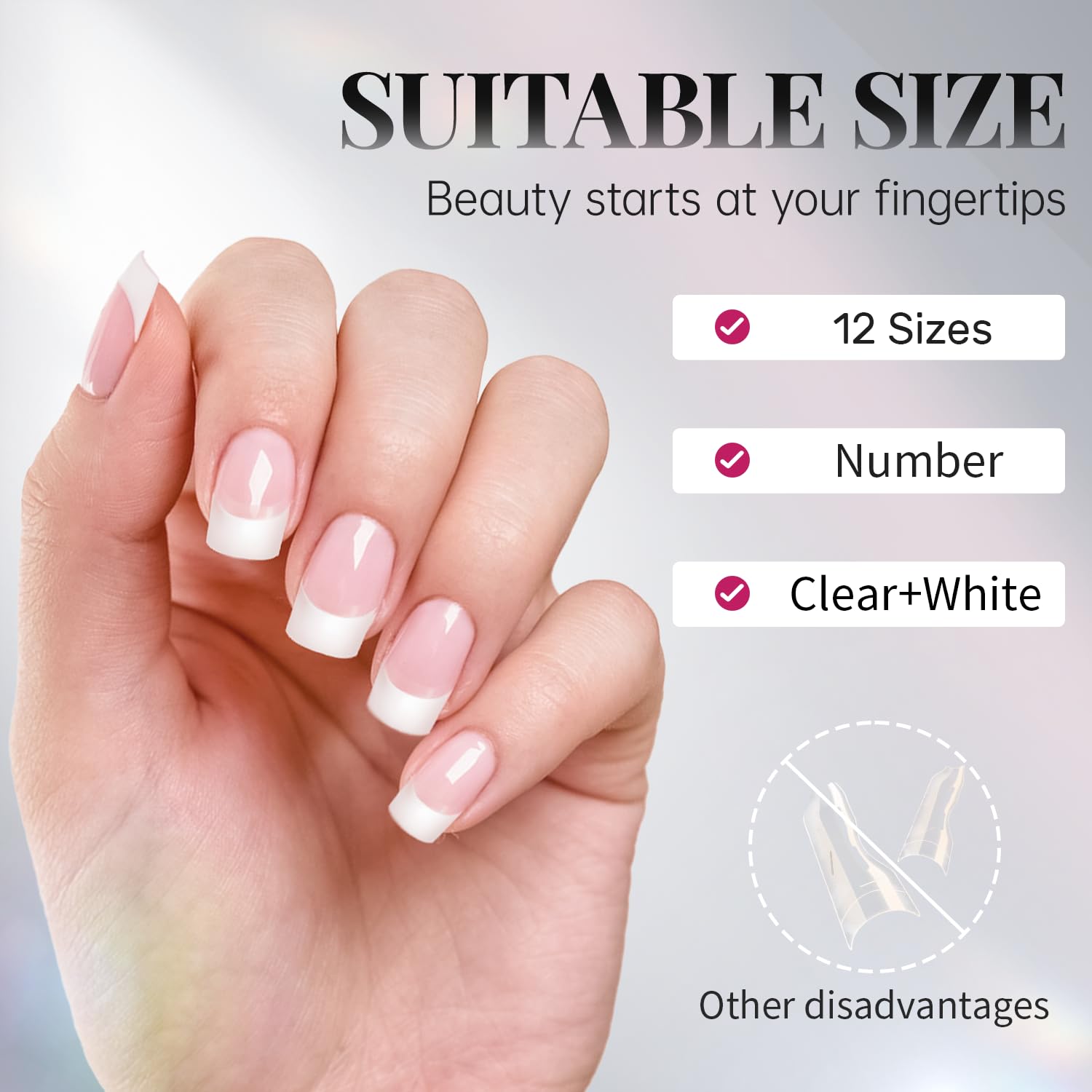 Krofaue short nail tips arc fit comfortable to wear.