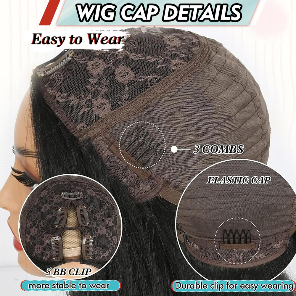 KRSI v part wig 5-clips with elastic strap for secure fit.