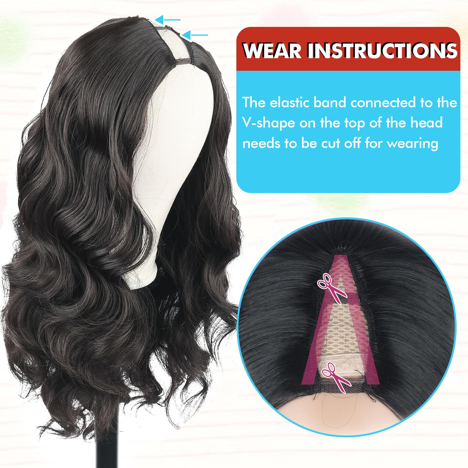 KRSI v part wig heat-resistant synthetic hair for low maintenance.