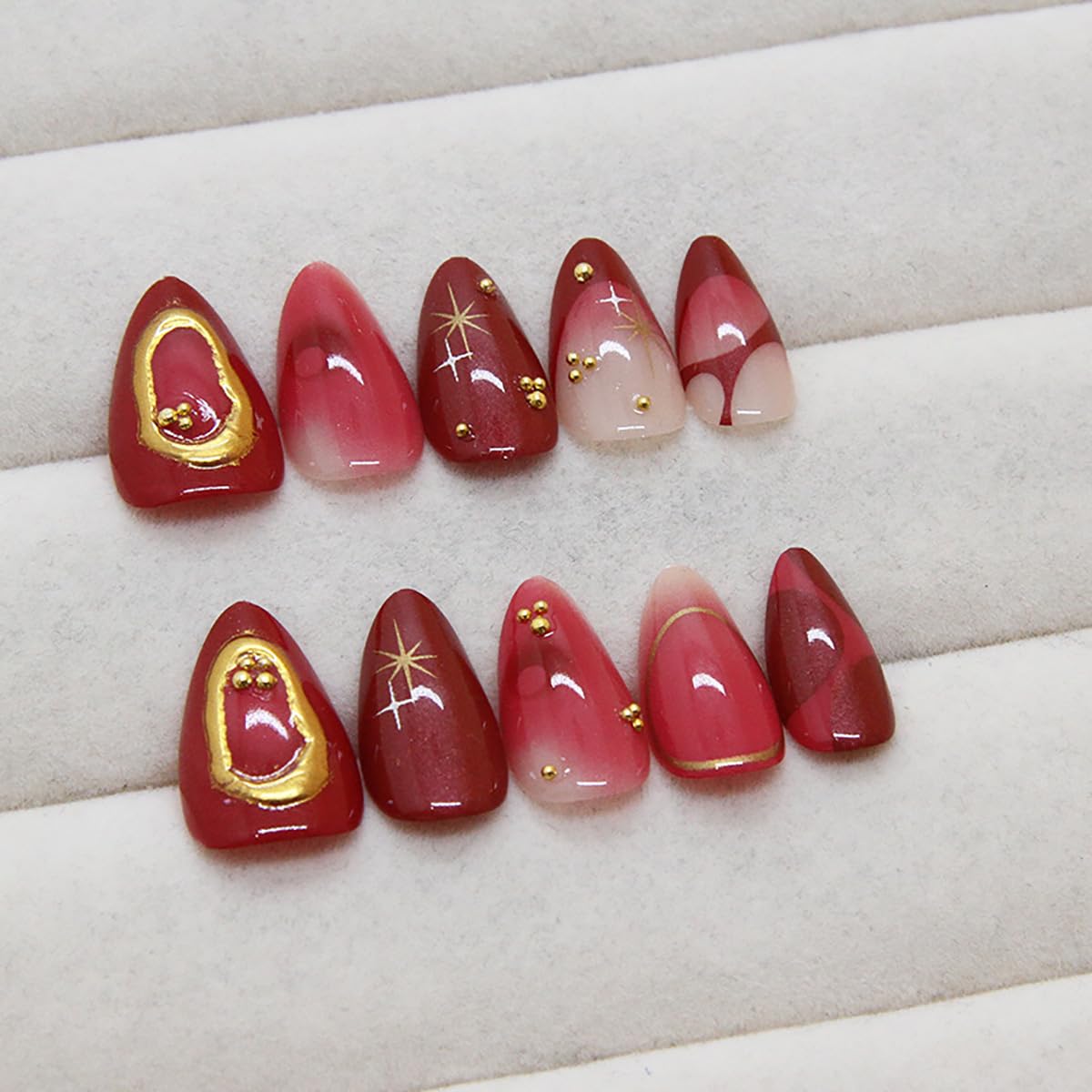 KRTBKR almond nails ready to apply at home.