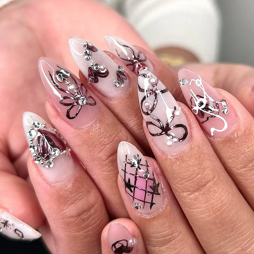 KRTBKR bow and flower charms nails provide delicate decoration