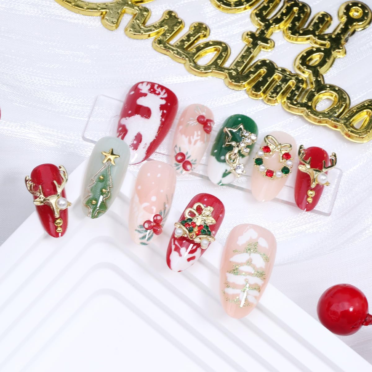 KRTBKR elk motif rhinestones nails for party-ready sparkle.