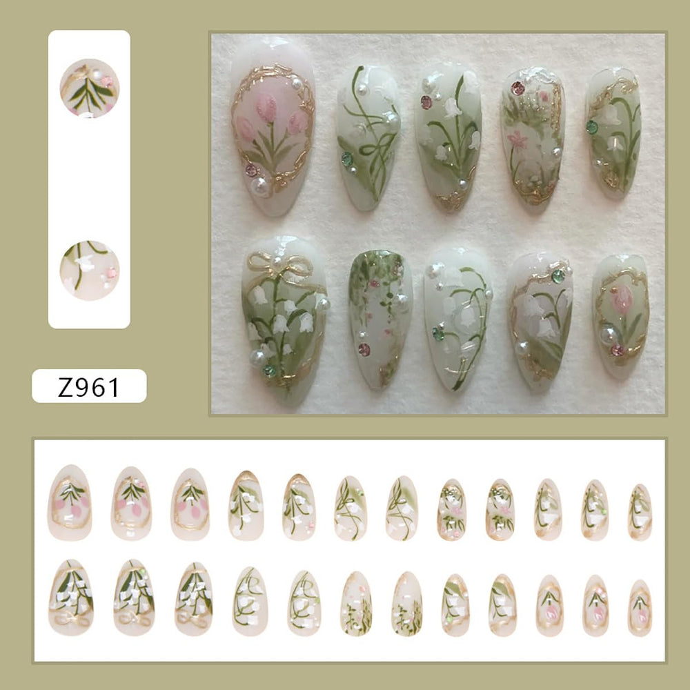 KRTBKR Flower design nails offer a fresh spring look and easy style updates.