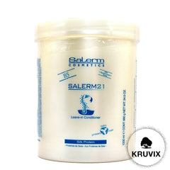 Kruvix Salerm 21 leave-in conditioner bottle showing silk protein power for smooth hair.