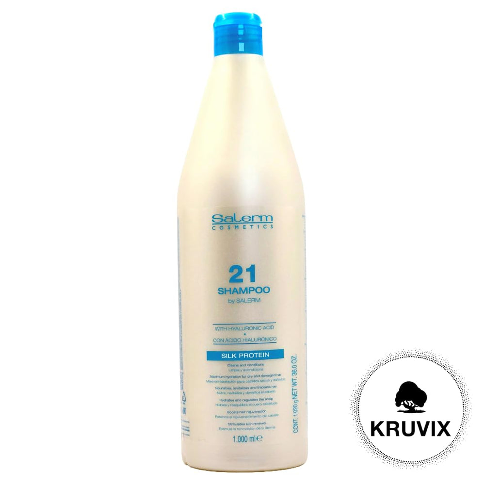 Kruvix Salerm 21 shampoo lather and application close-up for even distribution.