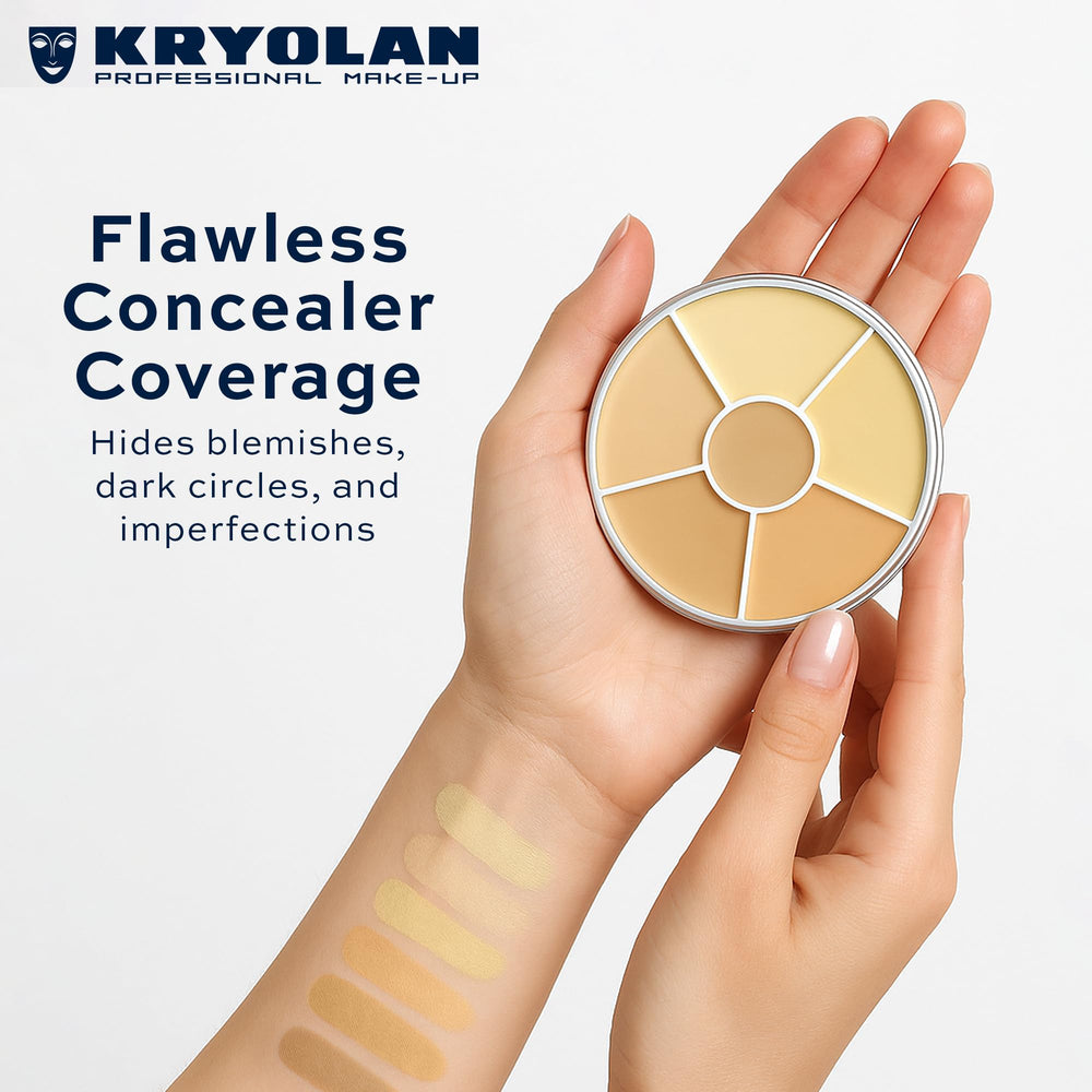 Kryolan Concealer Circle long-wear formula resists smudging for all-day perfection.
