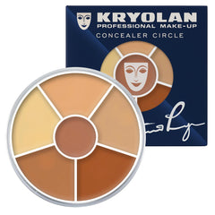 Kryolan Concealer Circle No.4 palette, front view, showcasing full-coverage capability.