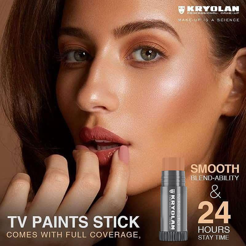 Application swirls demonstrate buildable coverage with Kryolan TV Paint Stick 626C.