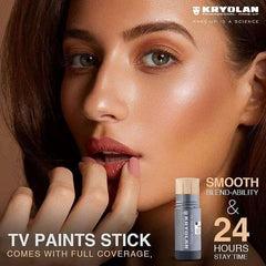 Kryolan TV Paint Stick Ivory provides blendable coverage for on-camera looks.