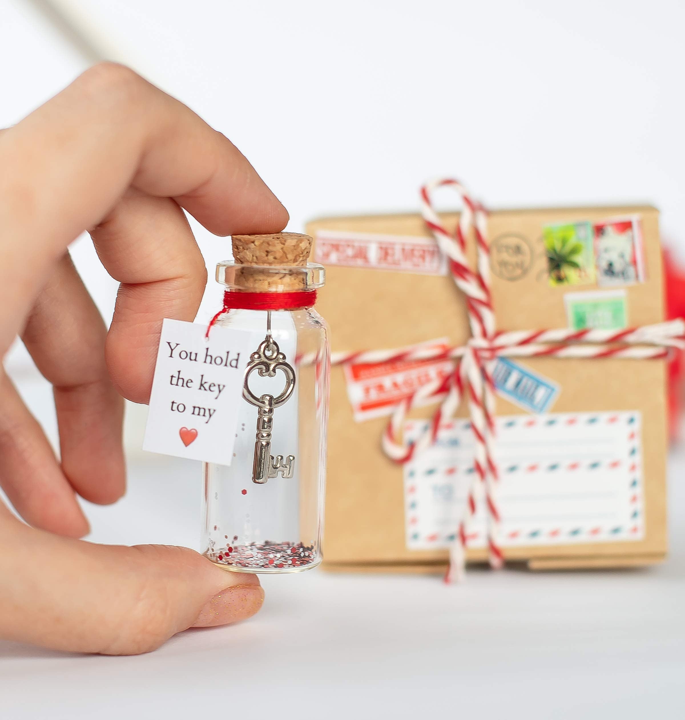 Kseniya Revta key romantic message card jar highlights your love.