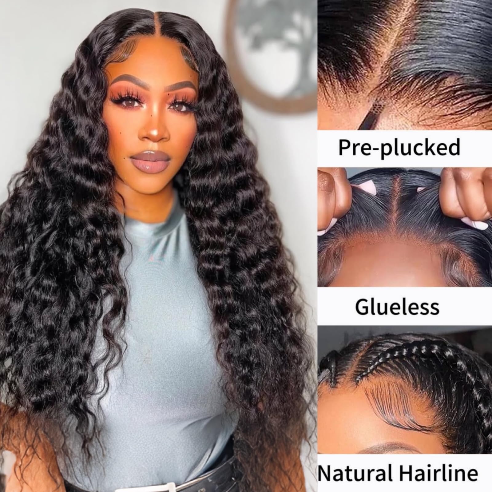 Ksfull 5x5 HD lace closure wig closeup baby hair detail