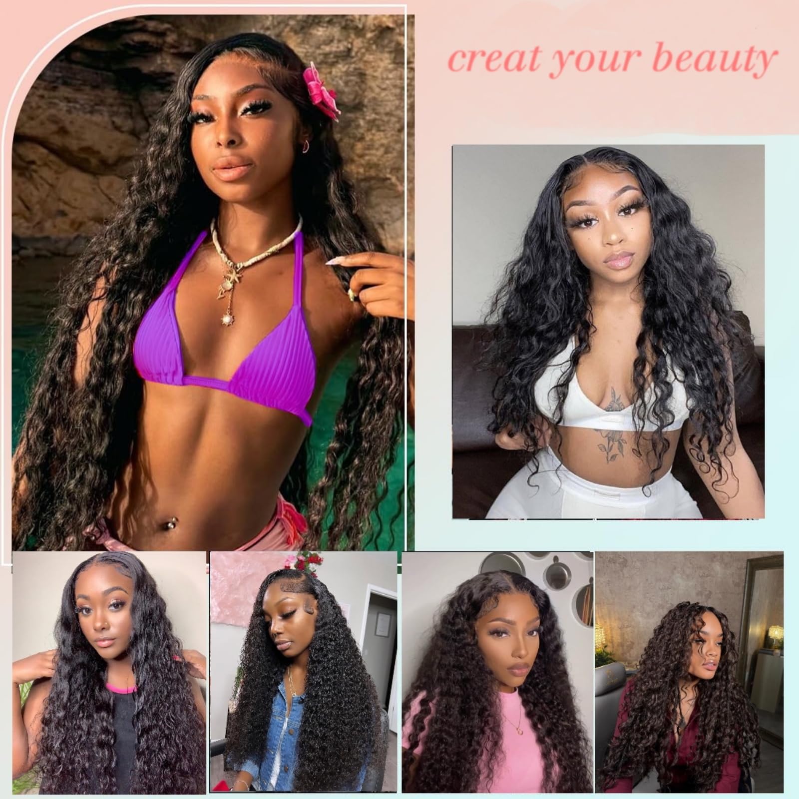 Ksfull natural-color 20-inch deep wave hair for everyday wear