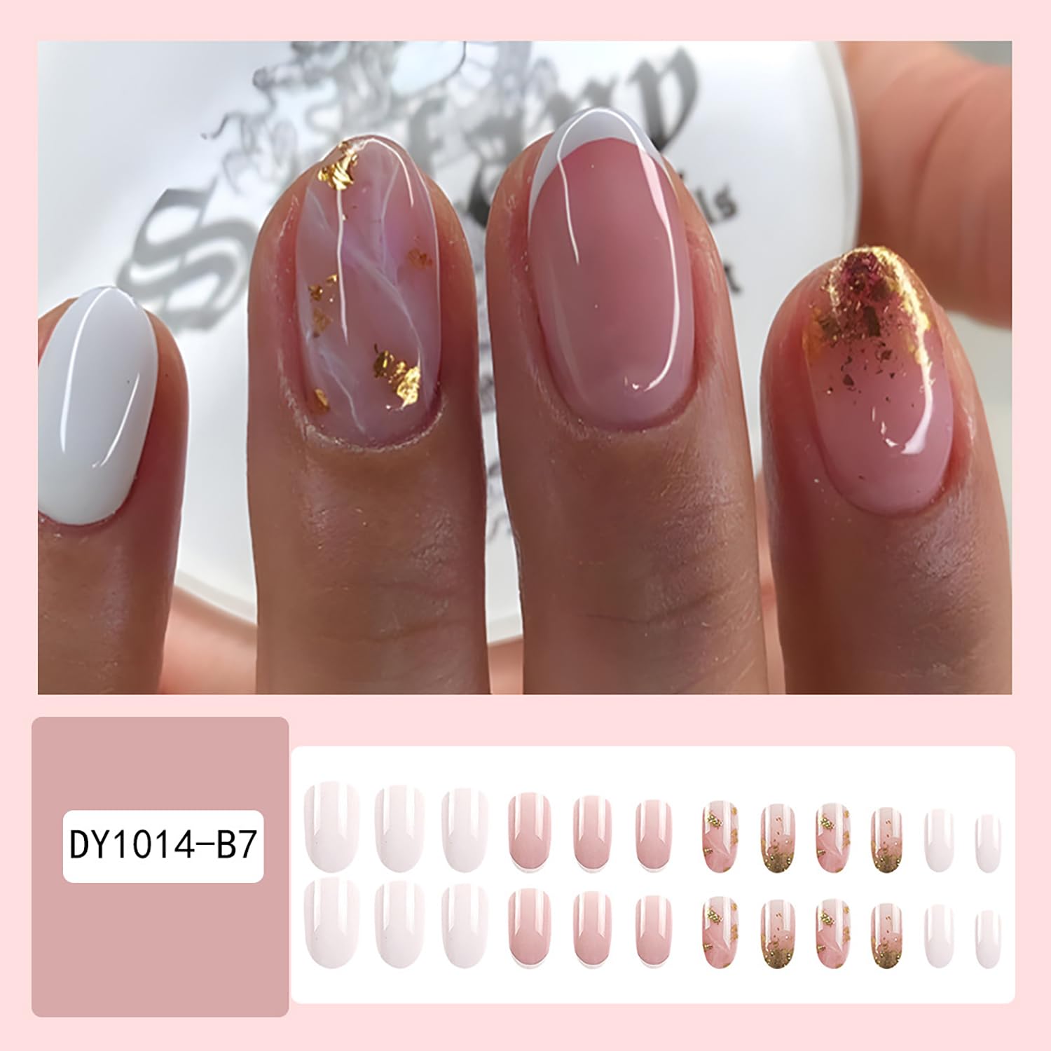 KSTBJN pink acrylic press-on nails with glossy finish for quick glam
