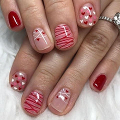 KTAABTR valentines heart nails in short-square shape for a quick at-home manicure.