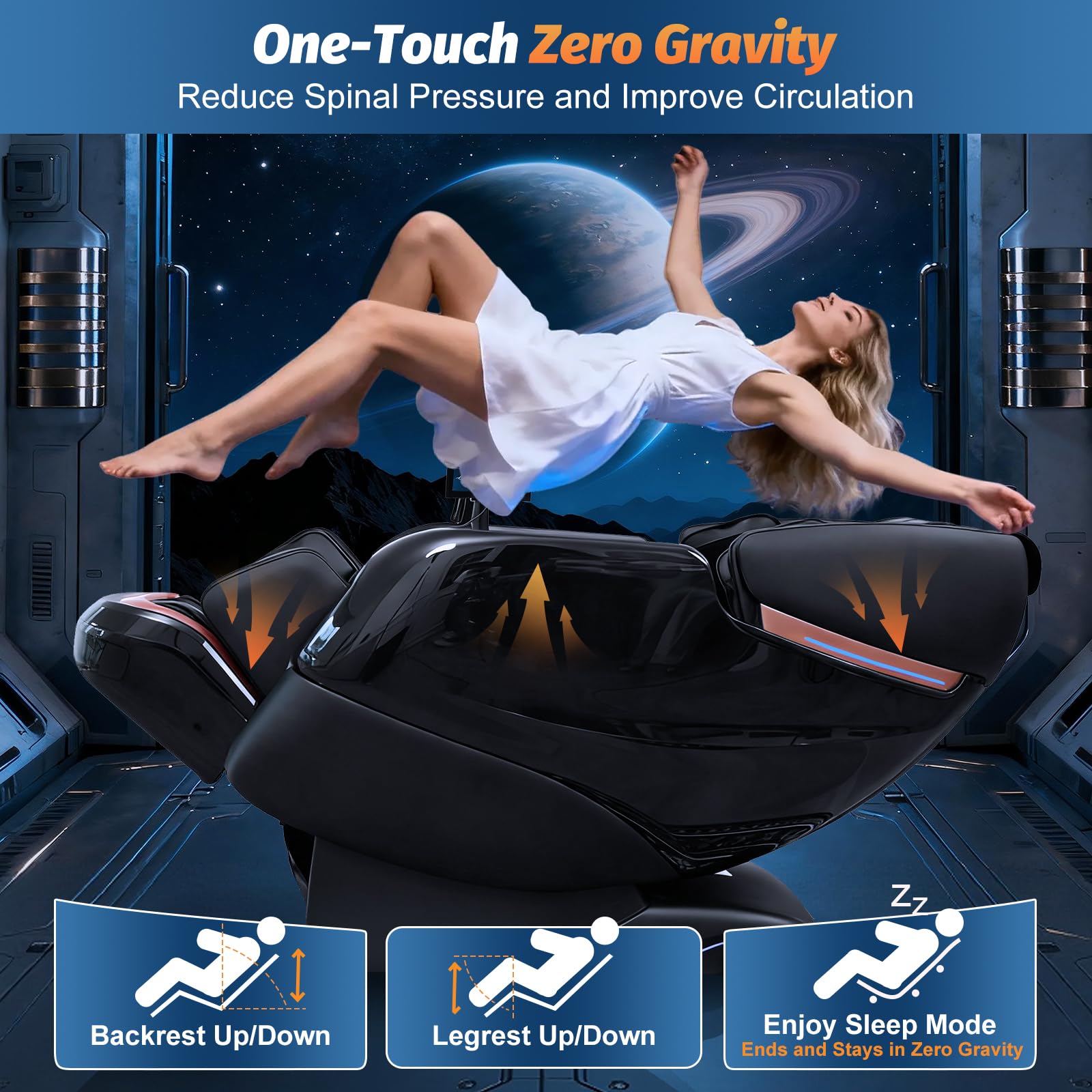 KTENTITO massage chair LED touchscreen backlight in a dim room