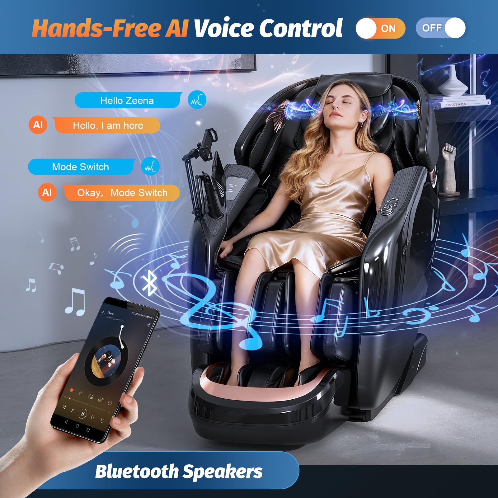 KTENTITO massage chair Thai stretch mode demonstrating flexibility support