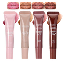 KTouler 4Pcs tinted lip serum gloss set showcases pink to nude shades for everyday moisture.
