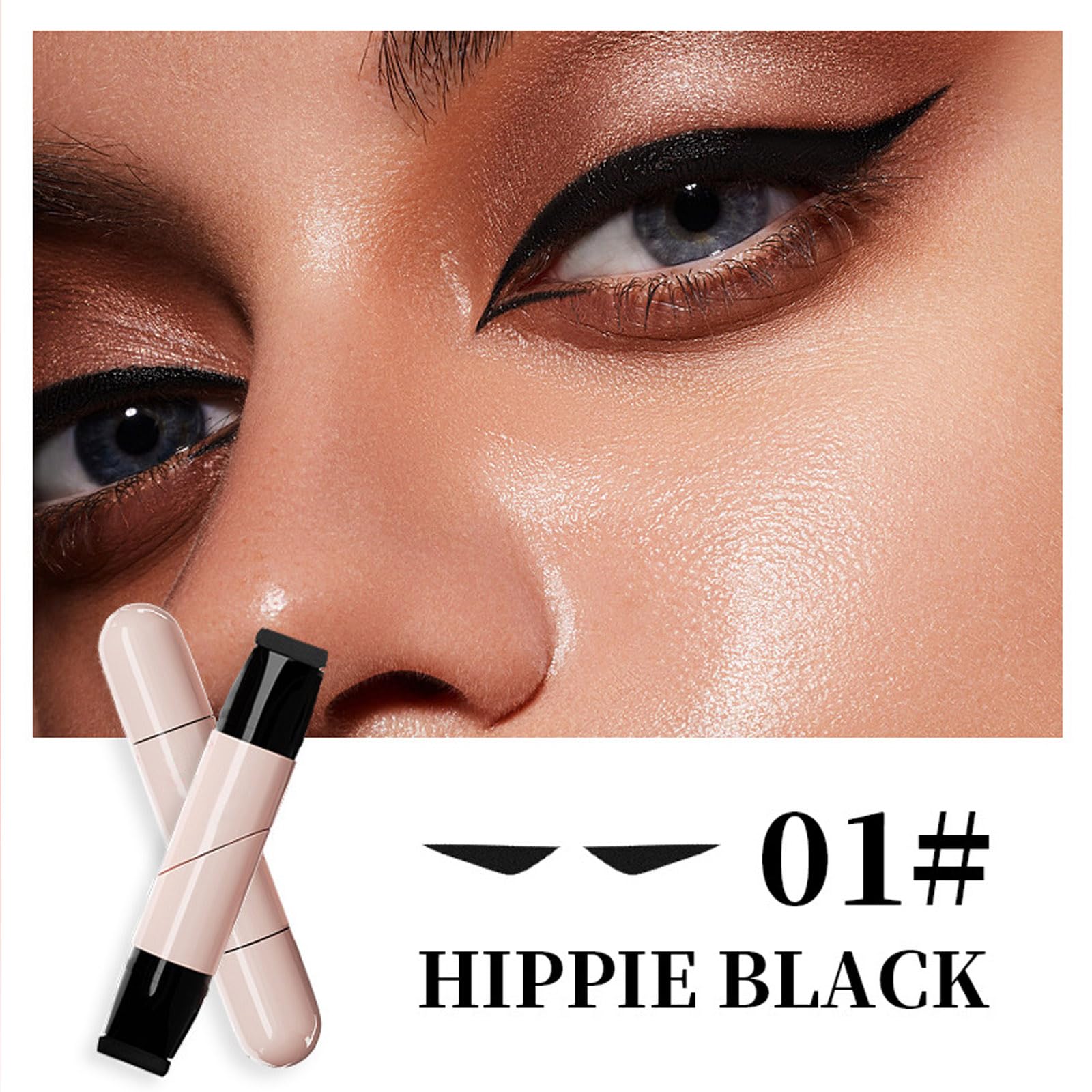 Foldable stencil helps outline the lash line with precision.
