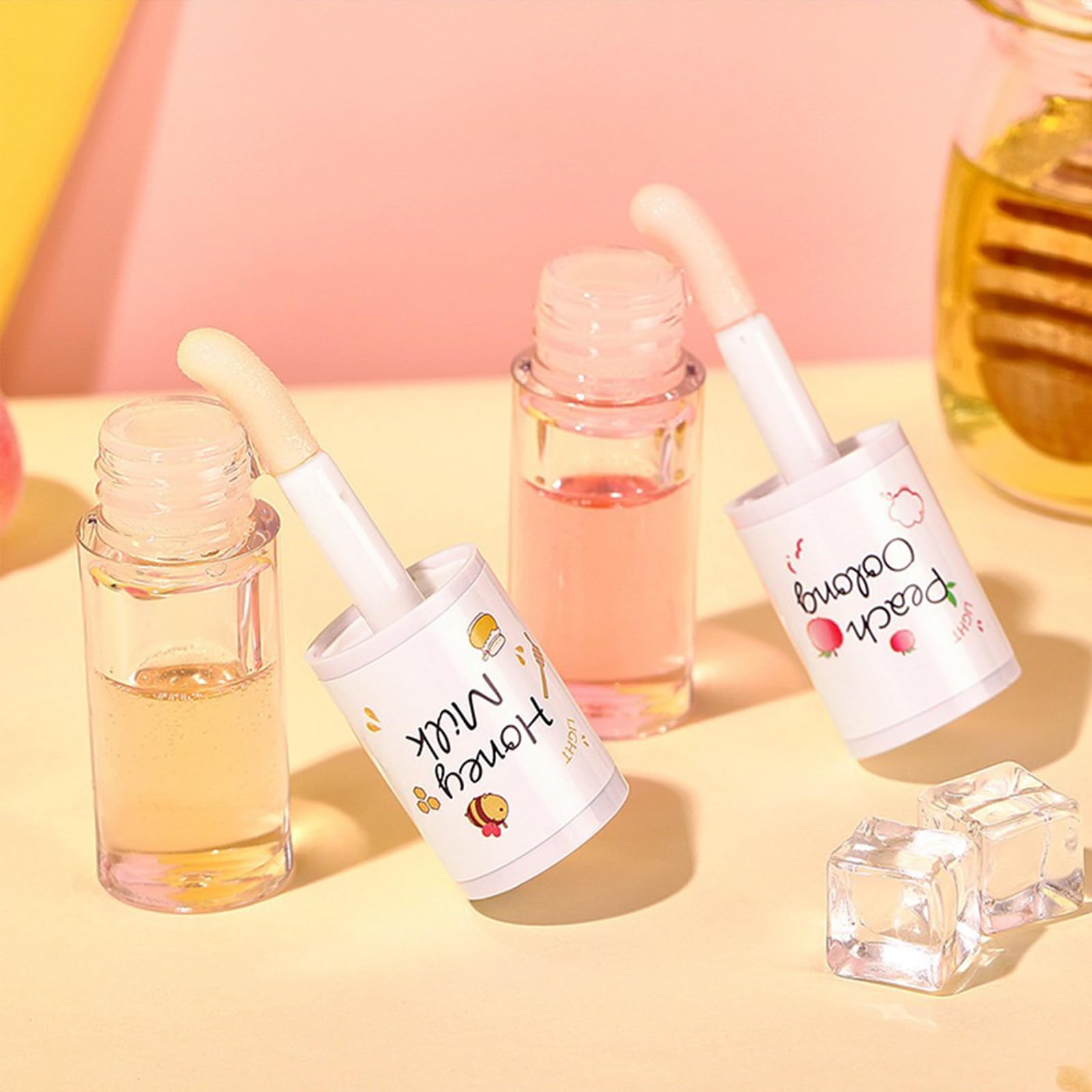 KTouler Honey Milk lip oil being applied with soft brush for precise coverage