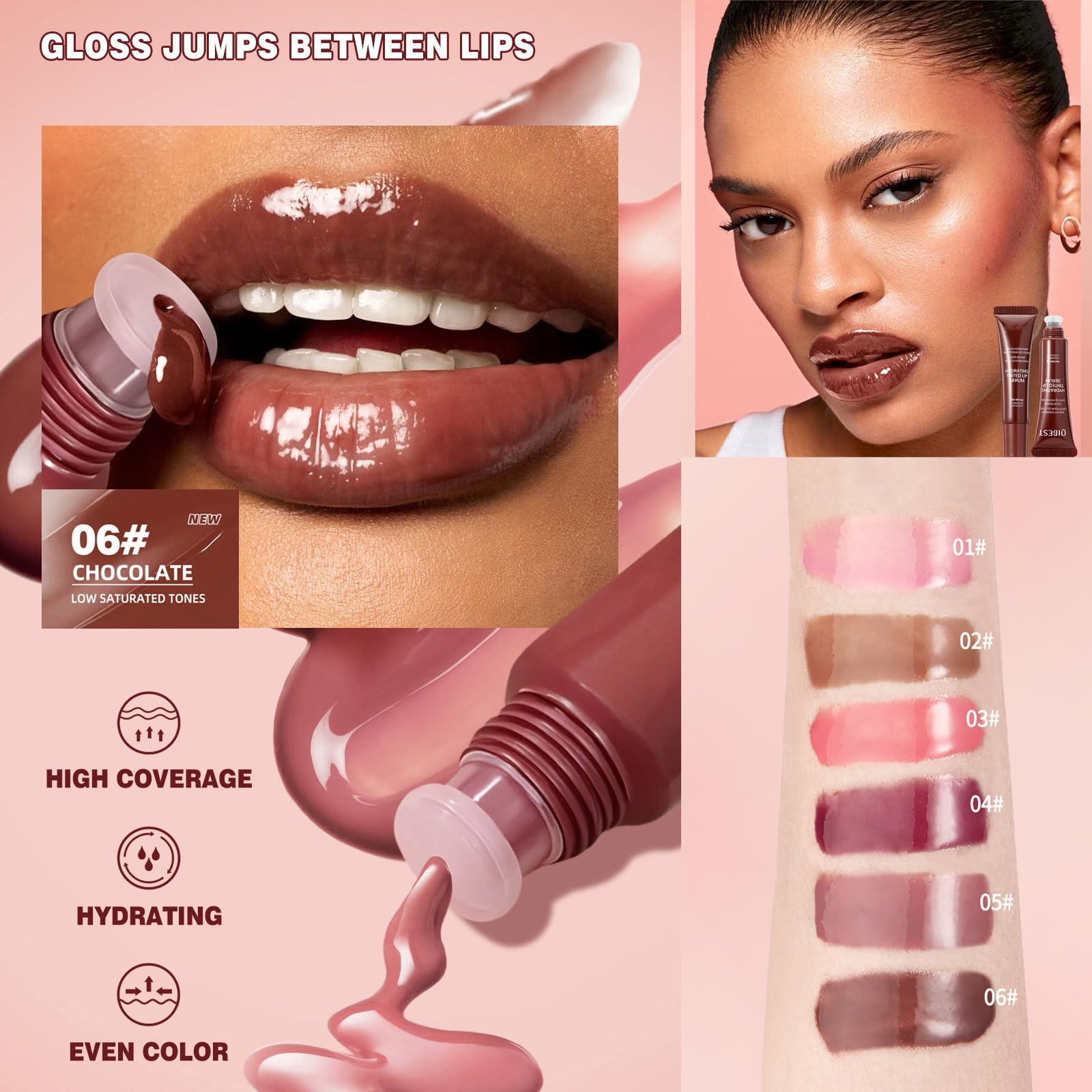 KTouler long-lasting nourishing vegan lip plumper gloss provides lasting moisture.