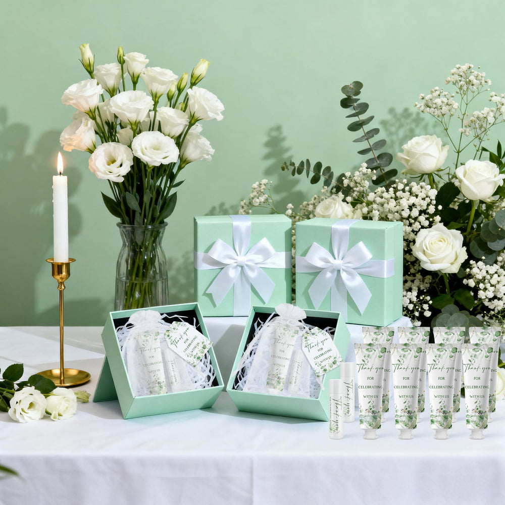 Kuabiz wedding favor setup close-up ready to give to guests.