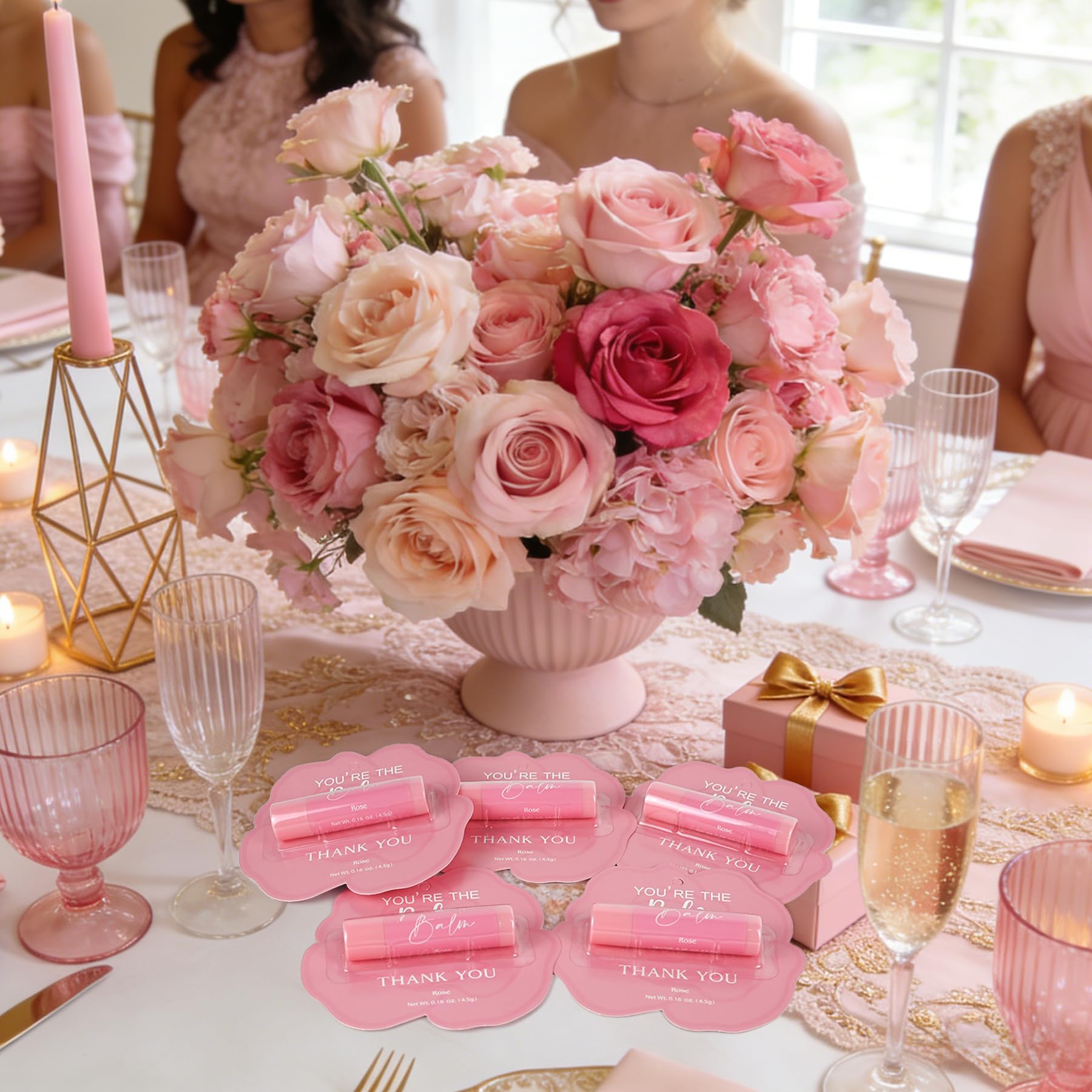 Kuabiz Wedding reception rose lip balm as an elegant party favor