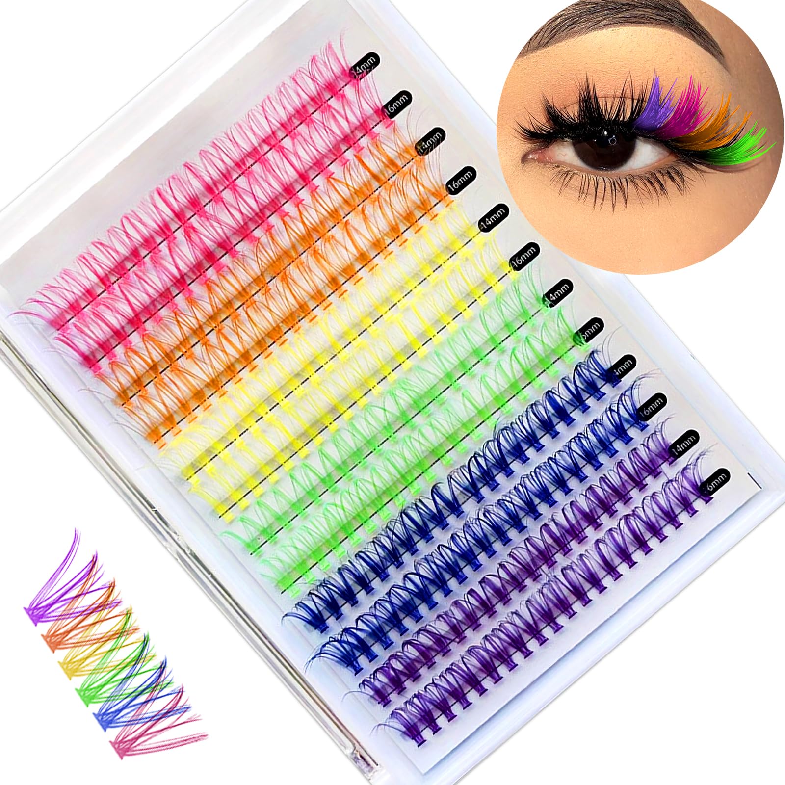 KUCKOW fairy colored lash clusters packaging view for easy DIY glam