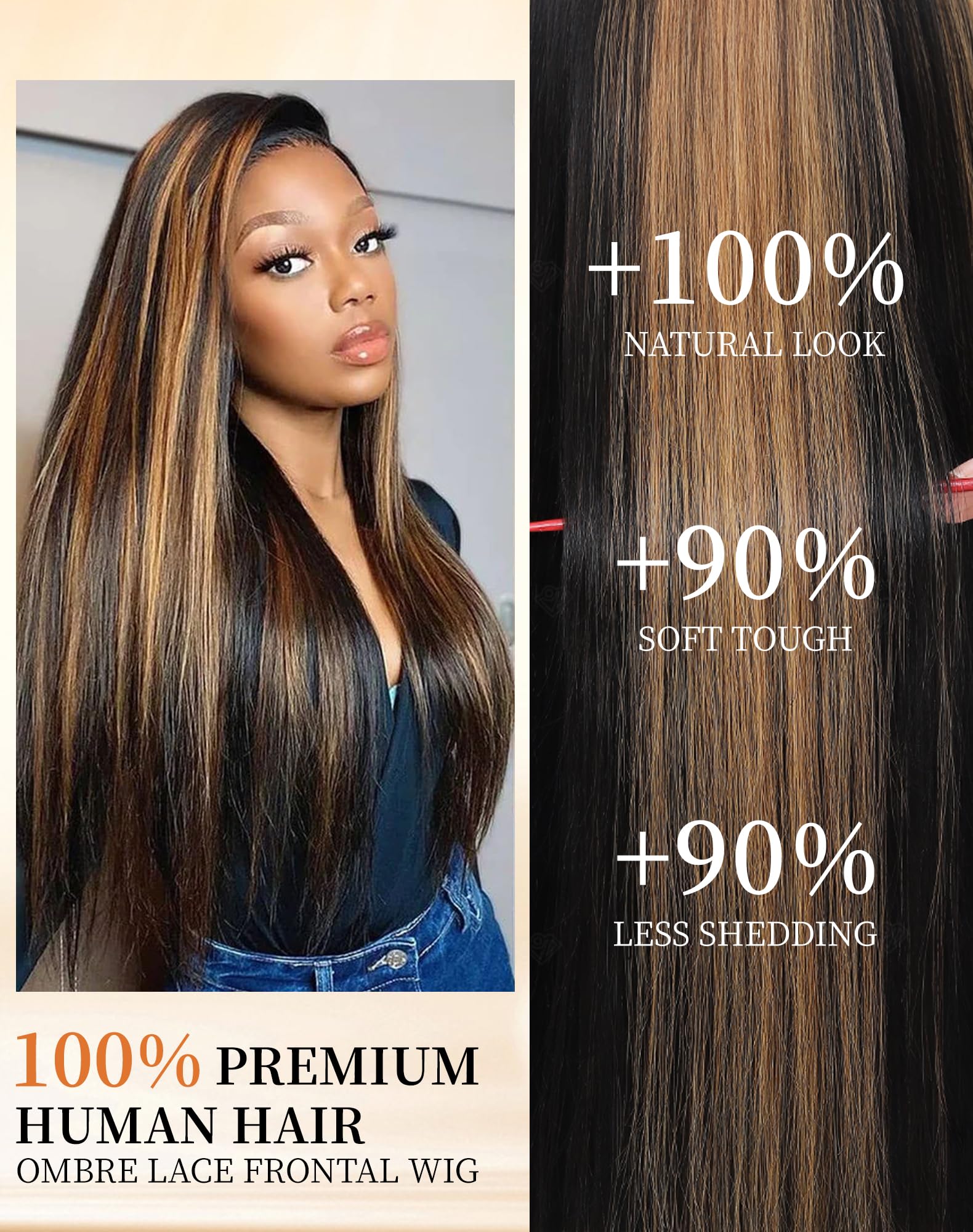 KUKIM 13x6 HD lace front wig in transparent Swiss lace for seamless melt.