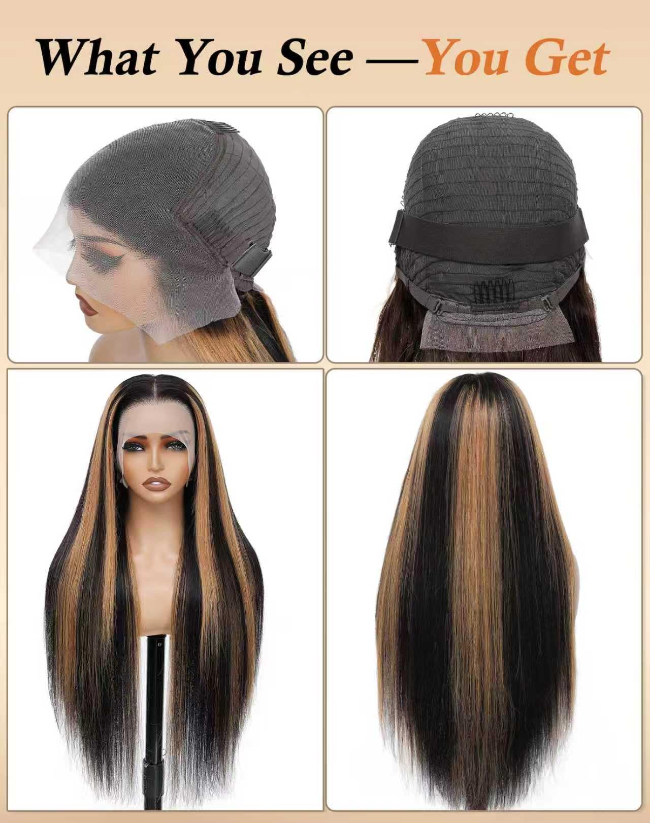 KUKIM 200-density ombre straight wig for fuller, natural volume.