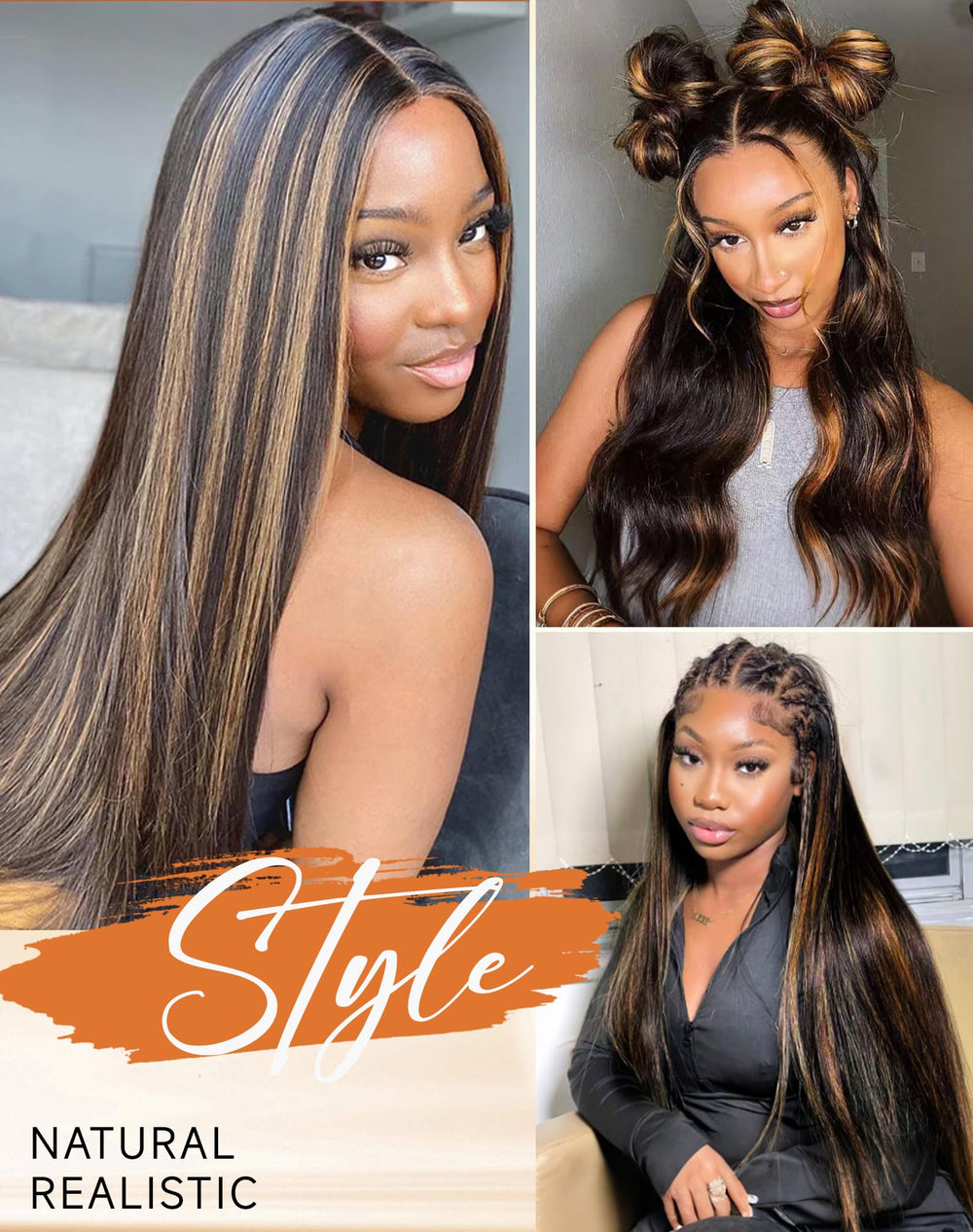 KUKIM high-ponytail-ready ombre wig for formal and casual looks.