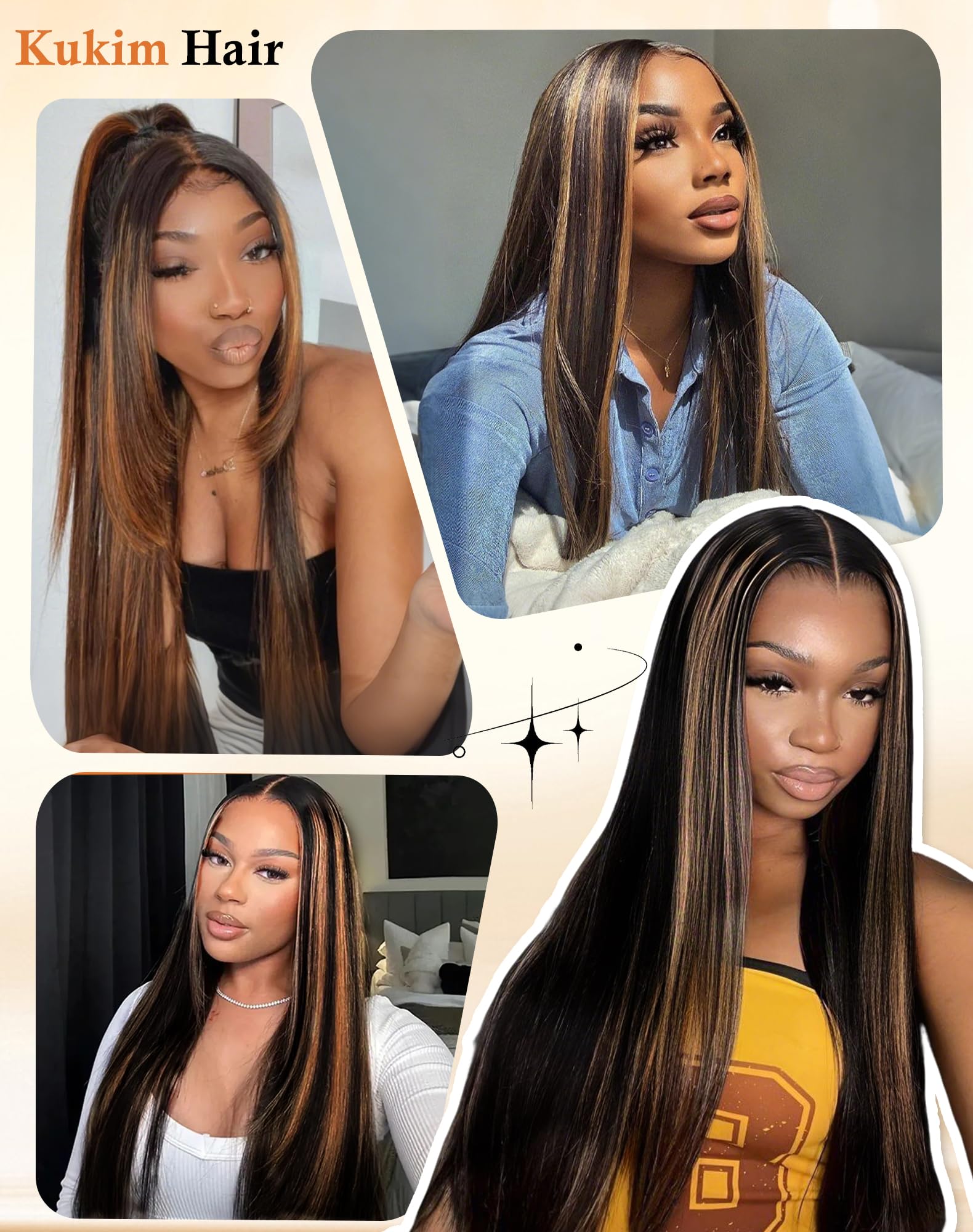 KUKIM wedding-ready ombre lace-front wig for special occasions.