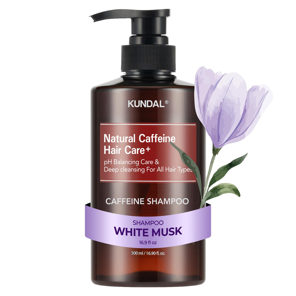 KUNDAL caffeine shampoo bottle ready for refreshing scalp care