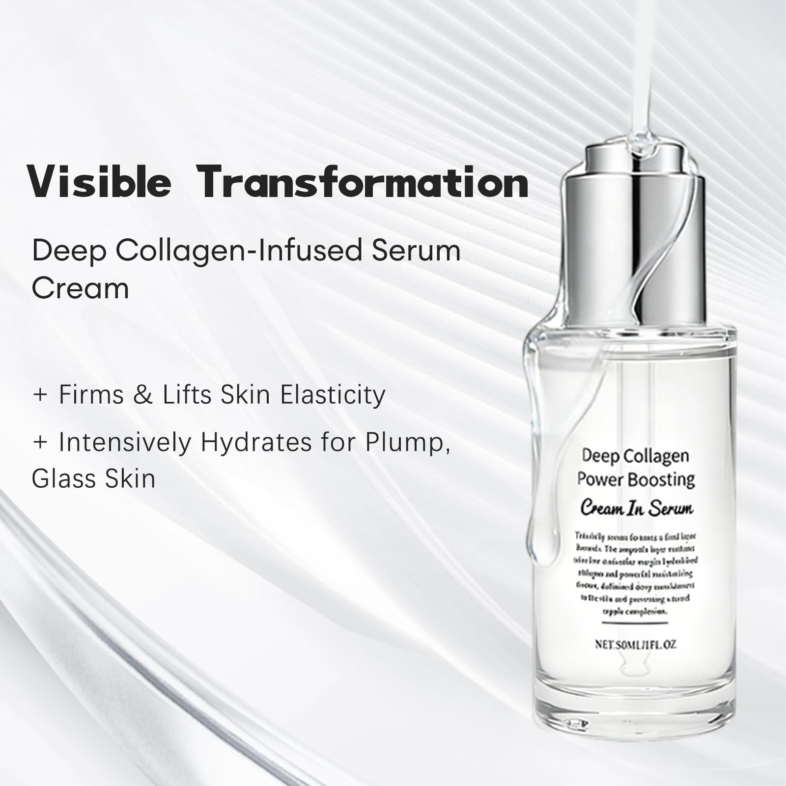 KunMan Deep Collagen Cream-Serum pump application showing easy, quick absorption