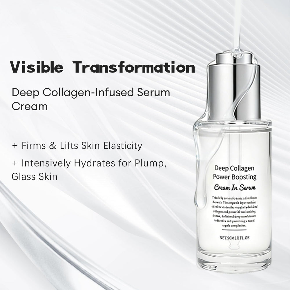 KunMan Deep Collagen Cream-Serum pump application showing easy, quick absorption