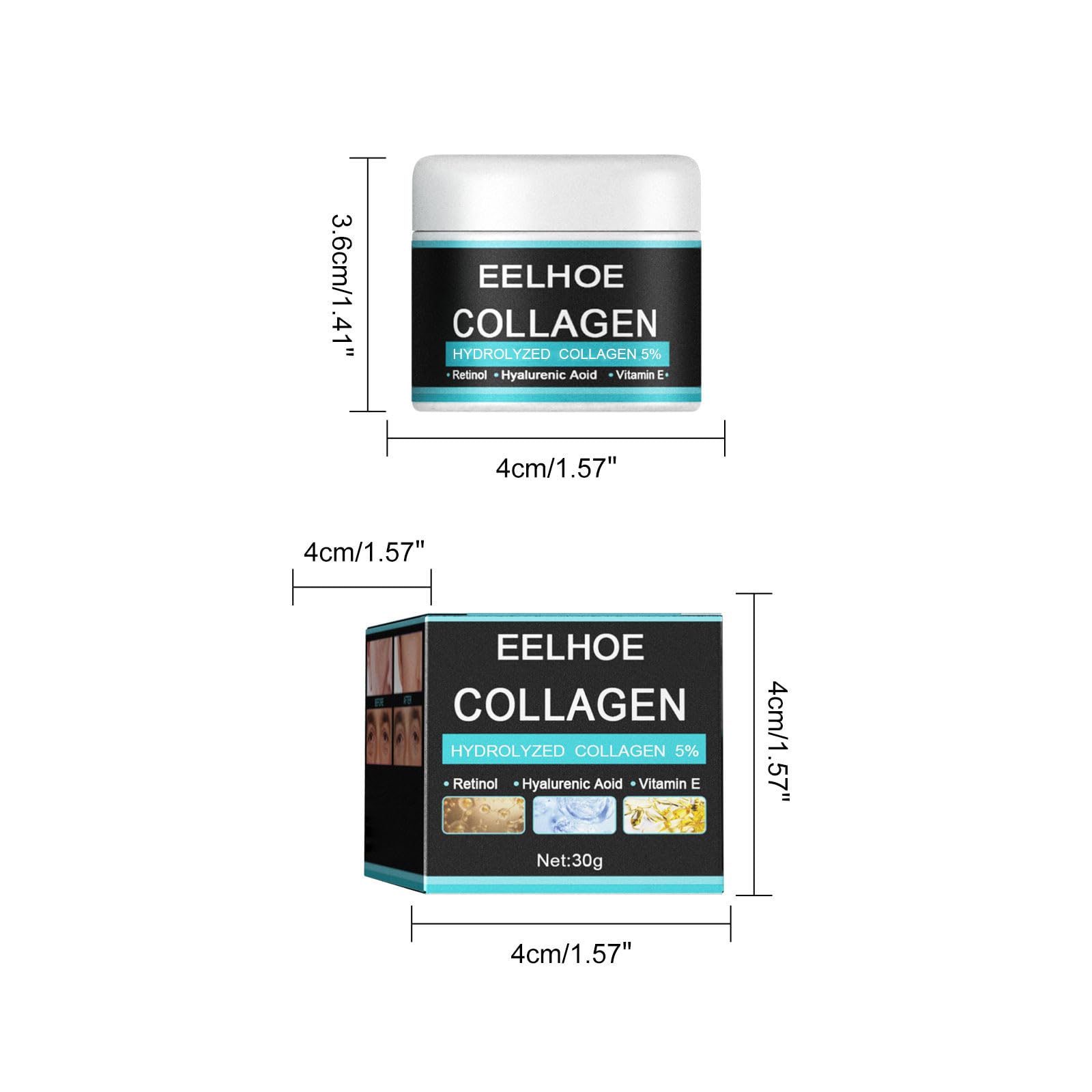 KUQAA Retinol Face Cream for Men illustration highlights hyaluronic acid benefits.