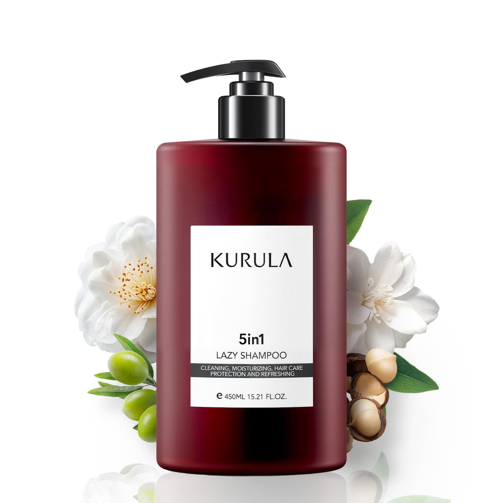 Kurula shampoo bottle front view, all-in-one care
