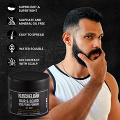 Kuschelbär pomade applied to beard for defined shape and control