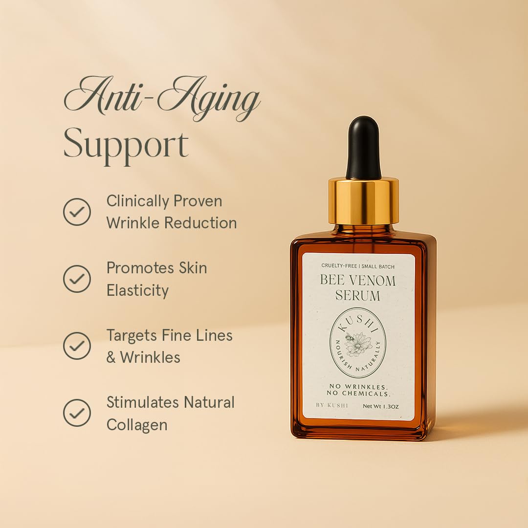KUSHI Bee Venom Serum pump close up for controlled, mess free daily use