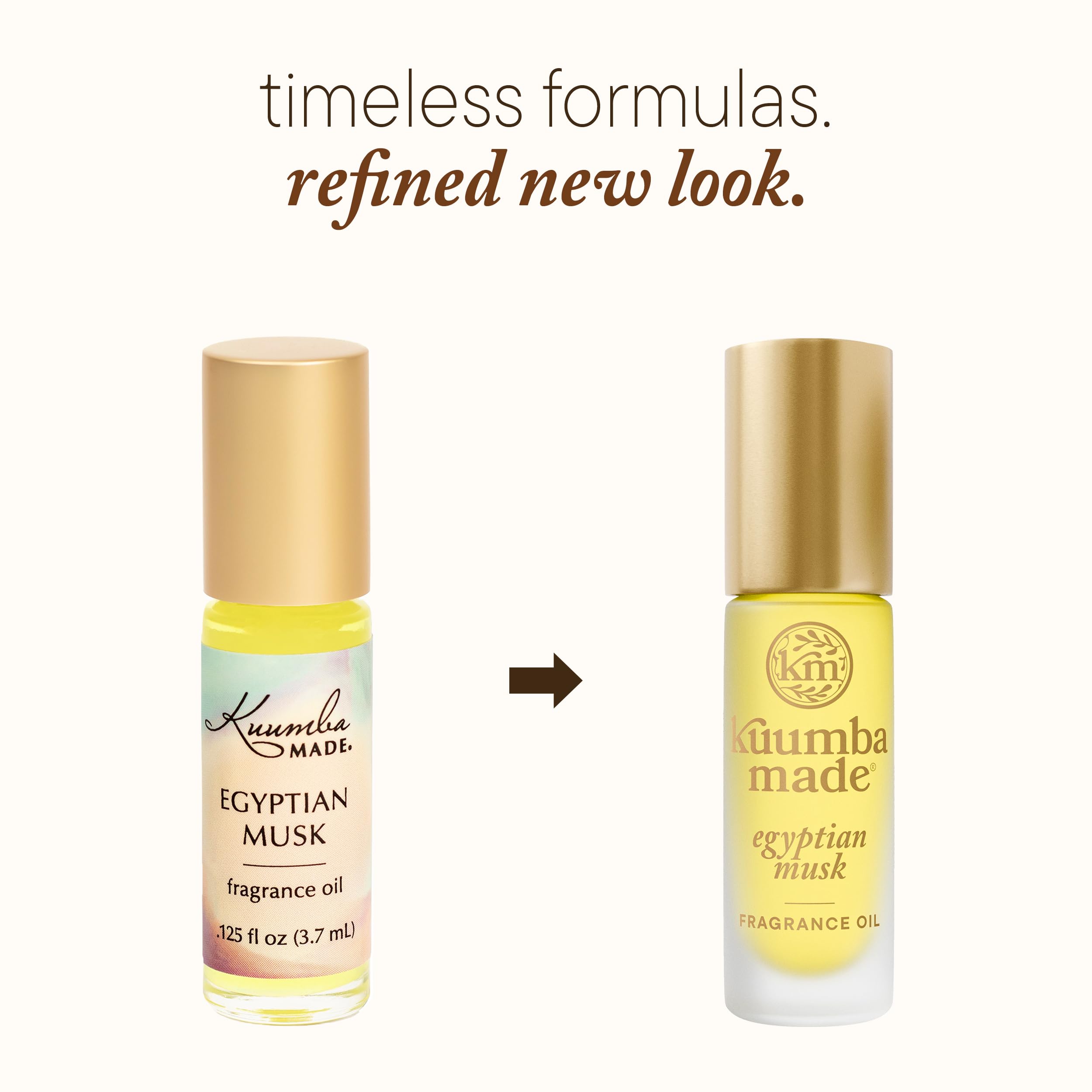 Kuumba Made Egyptian Musk roller bottle for easy, on-the-go fragrance touch-ups.