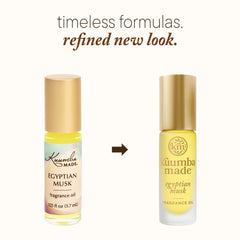 Kuumba Made Egyptian Musk roller bottle for easy, on-the-go fragrance touch-ups.