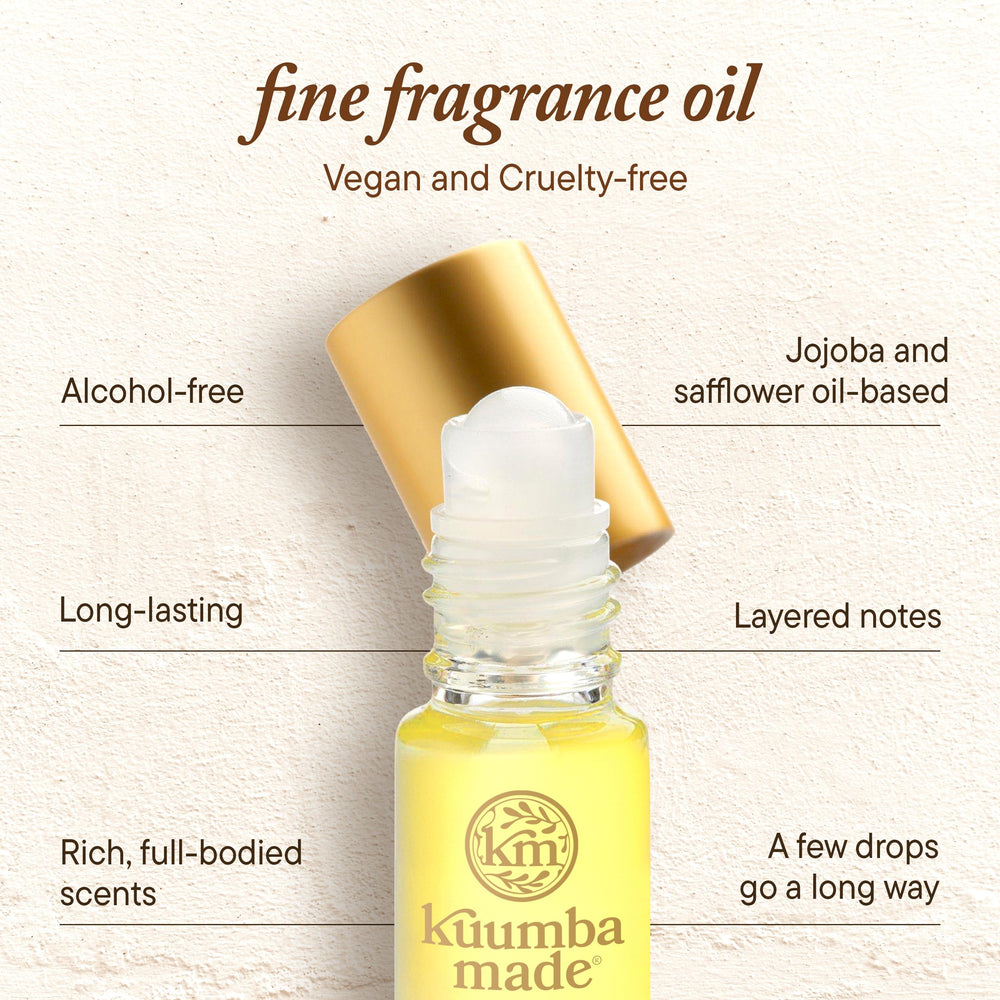 Kuumba Made long-lasting fragrance oil delivers hours of aroma from a few drops.
