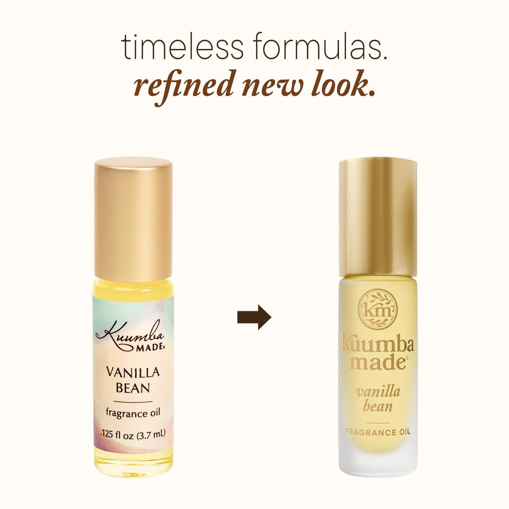 Kuumba Made Vanilla Bean roller for easy on-the-go fragrance touch ups.