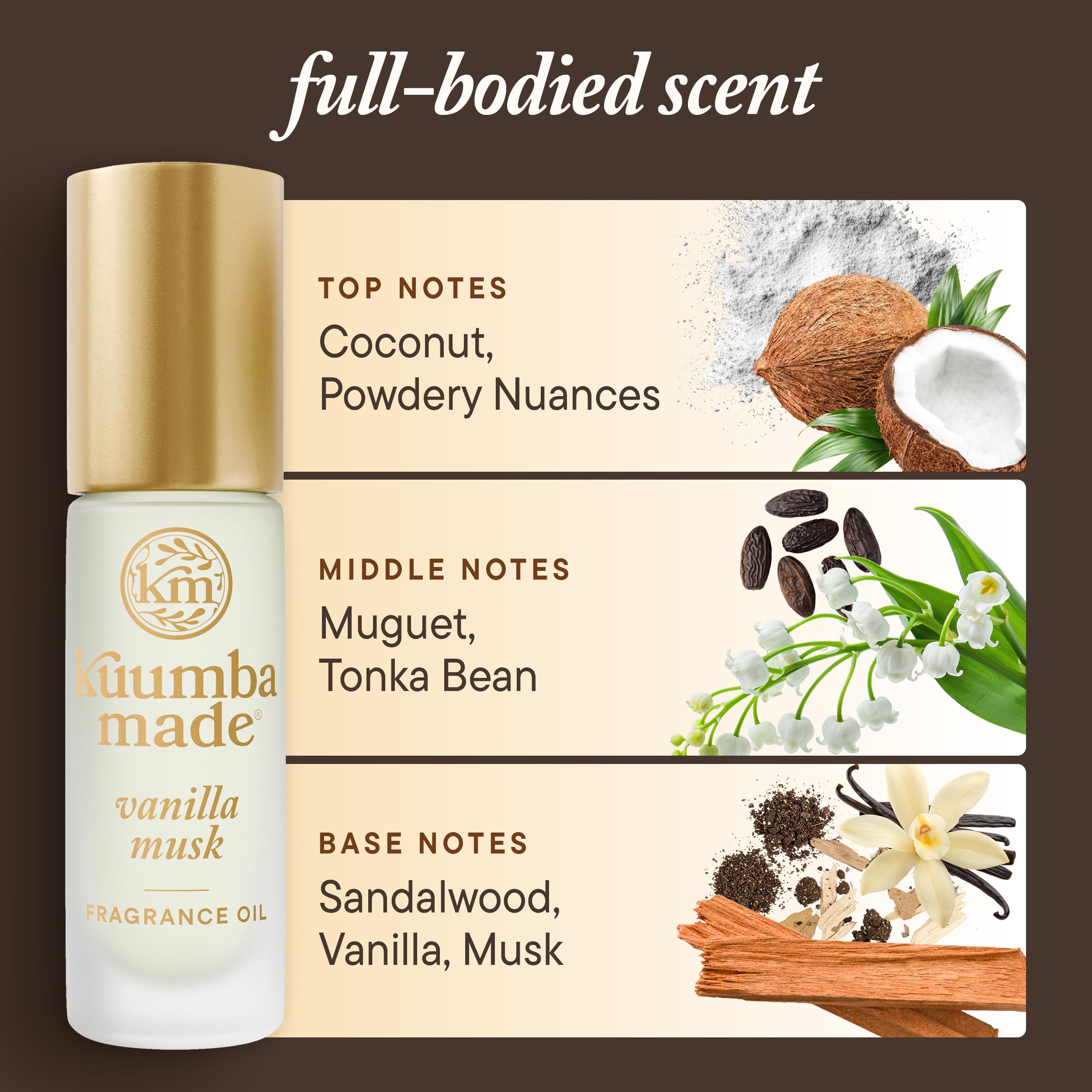 Kuumba Made Vanilla Musk roll-on application on skin.